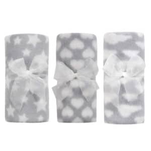 Grey Patterned Soft Fleece Baby Blanket