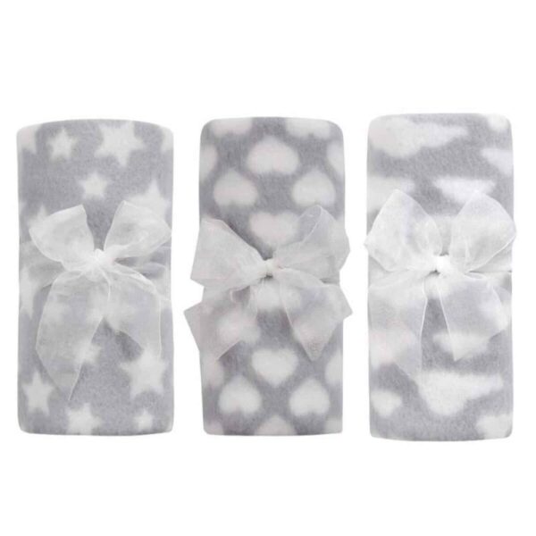 Grey Patterned Soft Fleece Baby Blanket