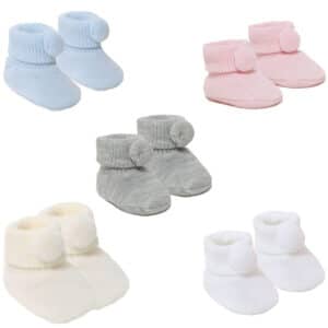 Baby Pom Pom Bootees 0-3 Months
