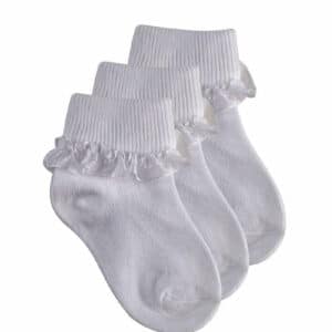 Baby Girls White Frilly Lace Socks 3 Pack