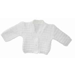Baby Knitted White Button Cardigan