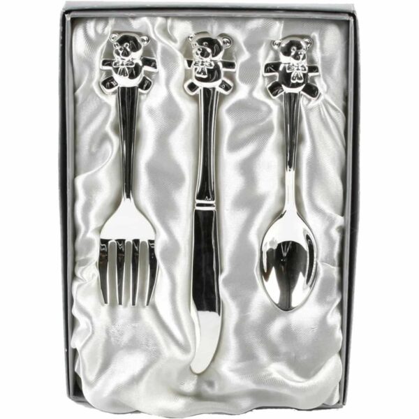 CG427-cutlery-set-with-teddy-tops Silver Plated Knife Fork Spoon Set With Teddy Top