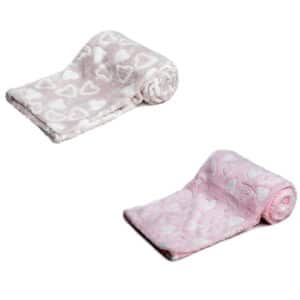 Hearts Coral Baby Wrap Blanket