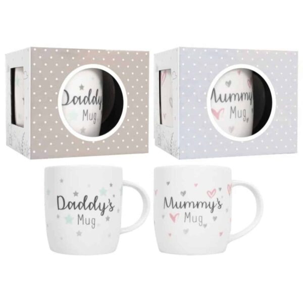 FS606-mummy-daddy-mugs-in-presentation-box.jpg Hugs & Kisses Mummy & Daddy Set Of 2 Mugs