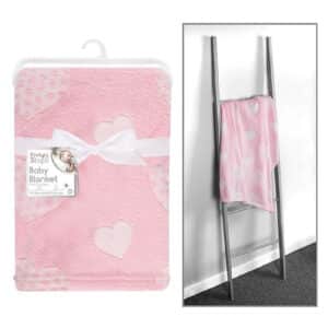 Pink Hearts Fleece Baby Blanket