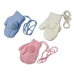 Baby Pom Pom Stringed Mittens 0-24 Months