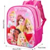 Disney Princess backpack dimensions chart showing 30cm x 28cm x 10cm measurements