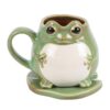 Quirky Frog Shaped Mug and Lily Pad Coaster Set